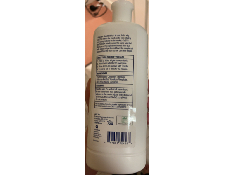 CloSYS Fresh Breath Sensitive Mouth Rinse, Gentle Mint, 32 fl oz/946 mL