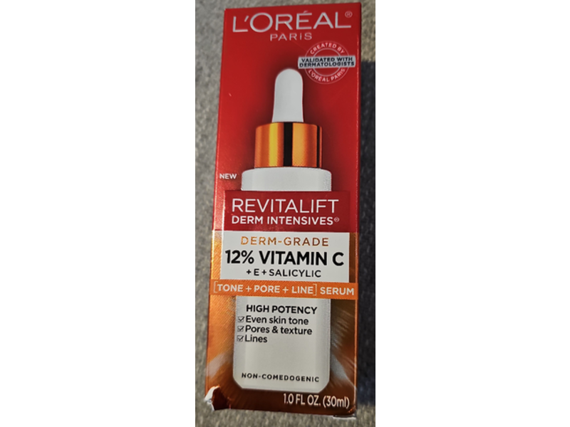 L'Oreal Paris Revitalift Derm Intensives Serum, 12% Vitamin C + E + Salicylic, 1.0 fl oz/30 mL