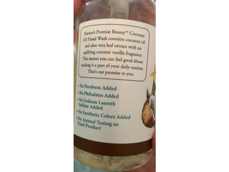 Natures Promise Hand Wash, Coconut Vanilla, 16 fl oz/473 mL