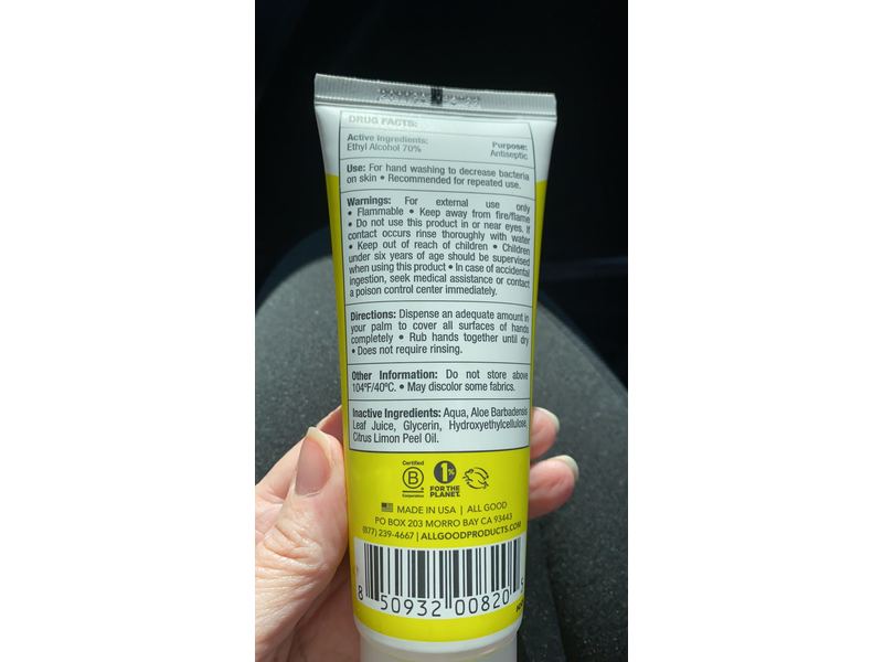 All Good Hand Santizer Gel Citrus, 3.4 fl oz/100 mL