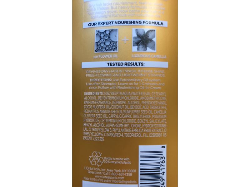 L'Oreal Elvive Extraordinary Oil Nourishing Conditioner, Flower Oil Camellia, 19.3 fl oz / 57 ml