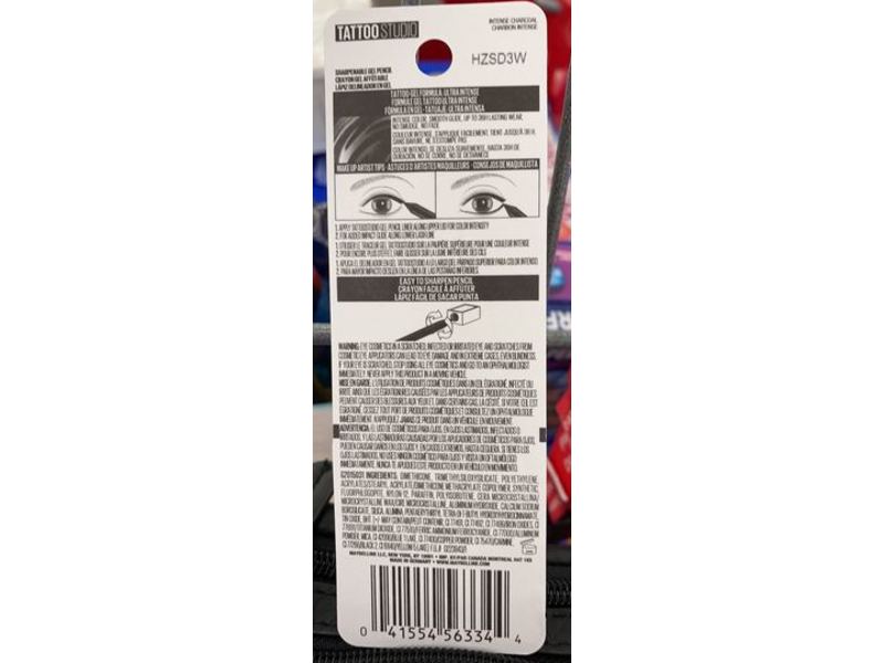 Maybelline New York Tattoo Studio Waterproof Gel Liner Pencil, 901 Intense Charcoal, 0.04 oz / 1.2 g