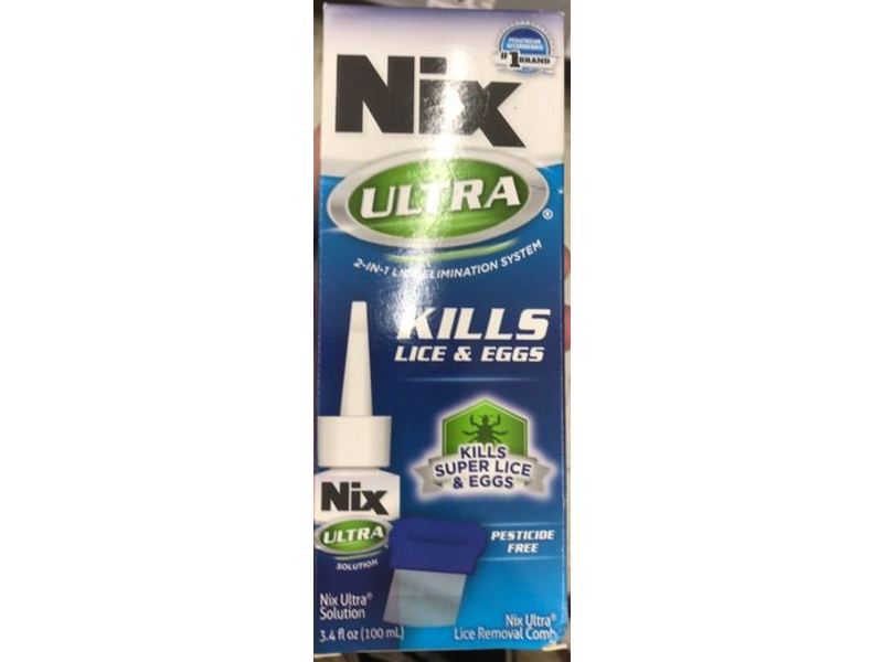Nix Ultra 2-In-1 Lice Elimination System, Kills Lice & Eggs, 3.4 fl oz/100 mL