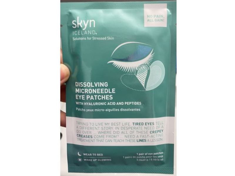 Skyn Iceland Dissolving Eye Patches, Hyaluronic Acid & Peptides, 1 Pair