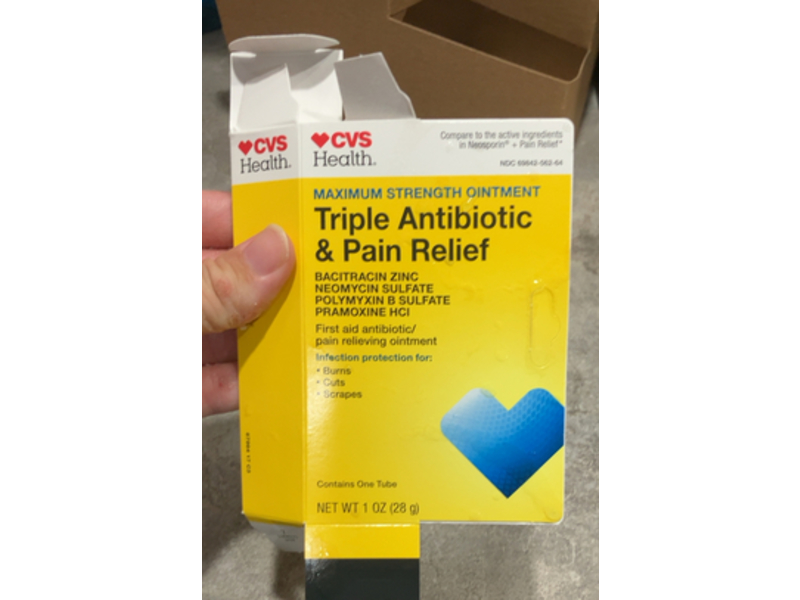 CVS Health Triple Antibiotic & Pain Relief Maximum Strength Ointment, 1 oz/28 g