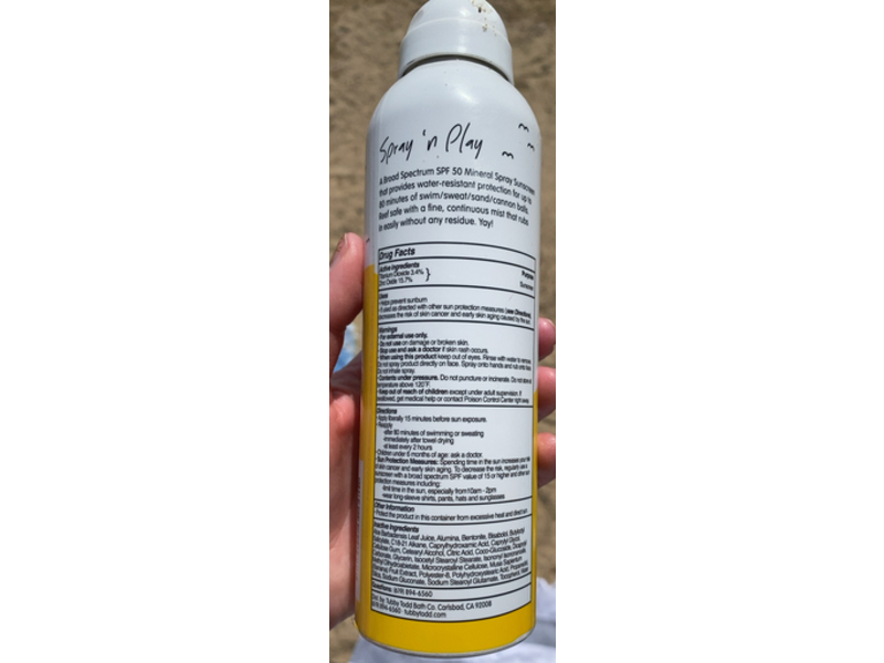 Tubby Todd Bath Co. Mineral Mist Sunscreen Body Spray, SPF 50, 6 fl oz/178 mL