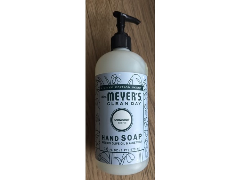 Mrs. Meyer's Clean Day Hand Soap, Snowdrop Scent, 16 fl oz/473 mL