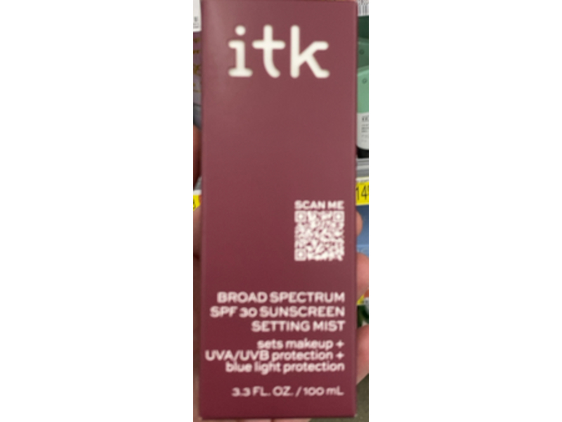 itK Sunscreen Setting Mist, SPF 30, 3.3 fl oz/100 mL