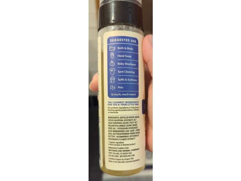 Motherlove Baby & All Soap, Simply Unscented, 7.1 fl oz/210 mL