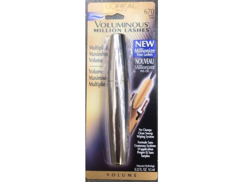 L'Oreal Paris Voluminous Million Lashes Mascara, 670 Black, 0.32 fl oz/95 mL