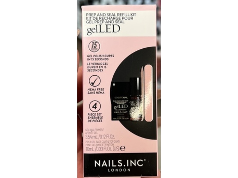 Nails.INC GelLED Prep & Seal Gel Nails Refill Kit, 4 Piece Set