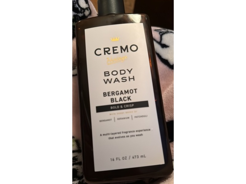 Cremo Body Wash, Bergamot Black, 16 fl oz/473 mL