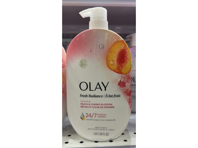 Olay Fresh Radiance Body Wash, Peach & Cherry Blossom Scent, 35 fl oz/1.03 L
