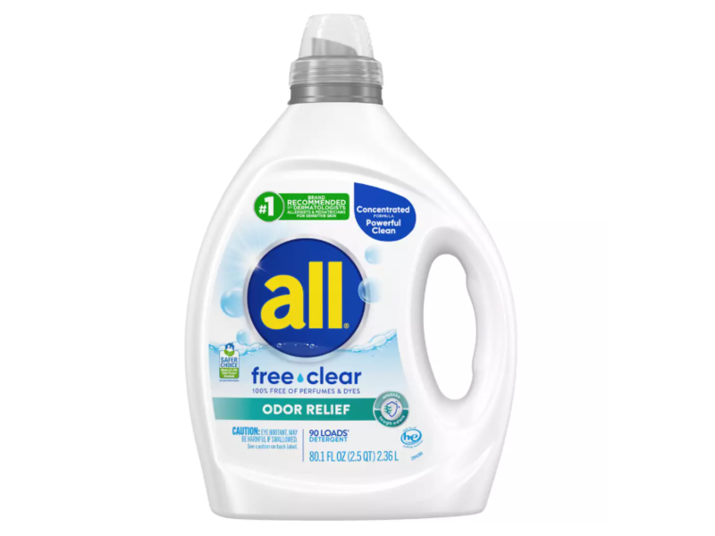 All Free Clear Concentrated Liquid Laundry Detergent, Odor Relief, 90 Loads, 80.1 fl oz/2.36 L