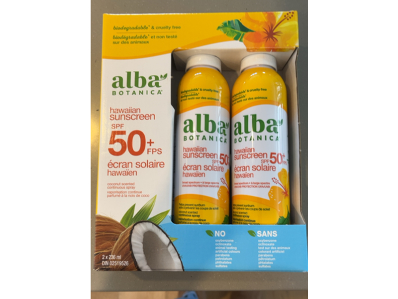 Alba Botanica Hawaiian Sunscreen, SPF 50+, Cocount, 236 mL