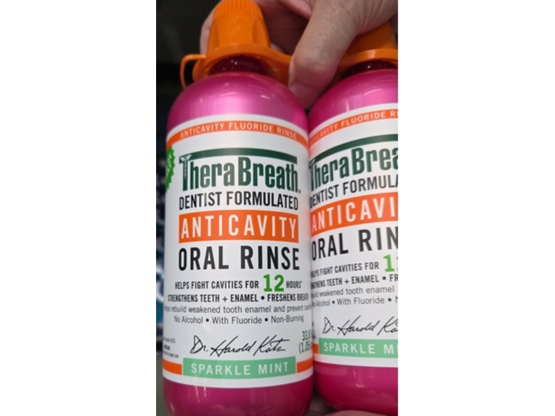 Thera Breath Anticavity Oral Rinse, Sparkle Mint, 33.8 fl oz, Pack Of 2