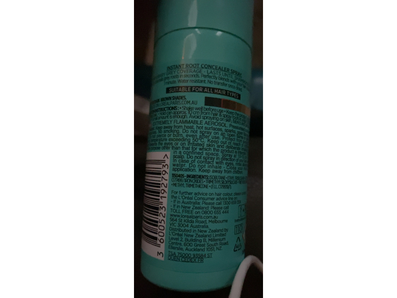 L'Oreal Paris Instant Root Concealer Spray, Dark Brown, 75 mL