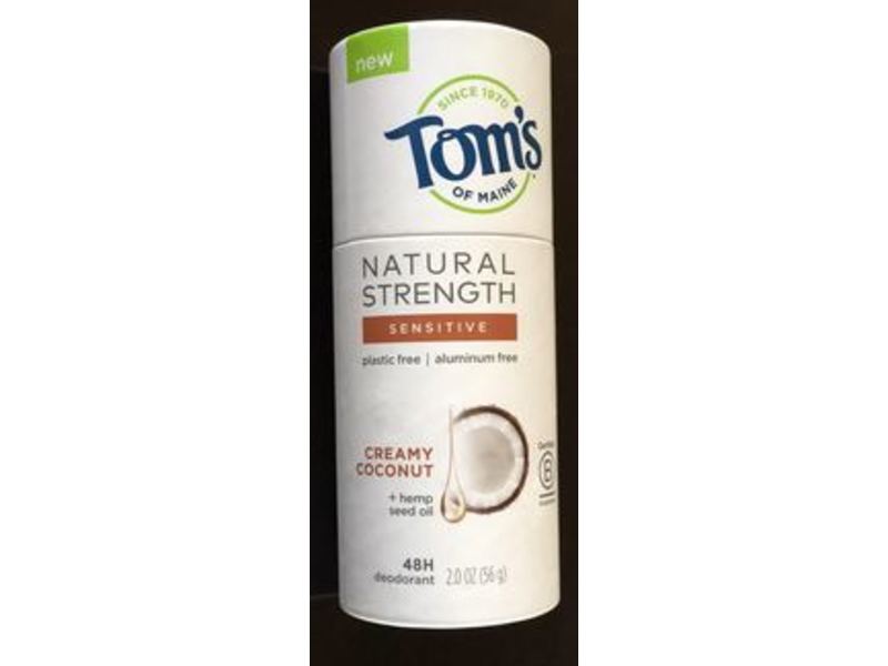 Tom's Of Maine Natural Strength Deodorant, Sensitive, Creamy Coconut + Hemp Seed Oil, 2 oz/56 g