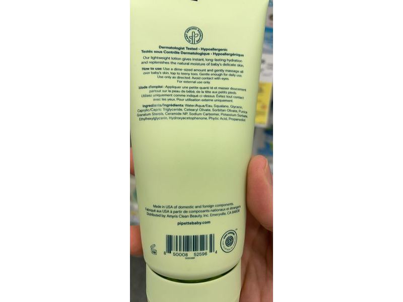 Pipette Baby Lotion, Fragrance Free, 5.7 fl oz/170 mL