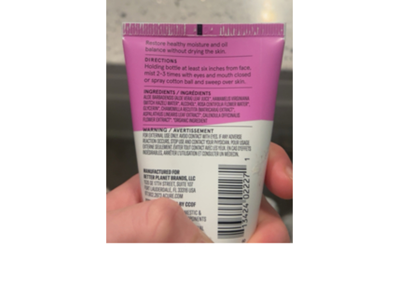 Acure Radically Rejuvenating Witch Hazel Toner, Witch Hazel & Rose Water, 2 fl oz/59 mL