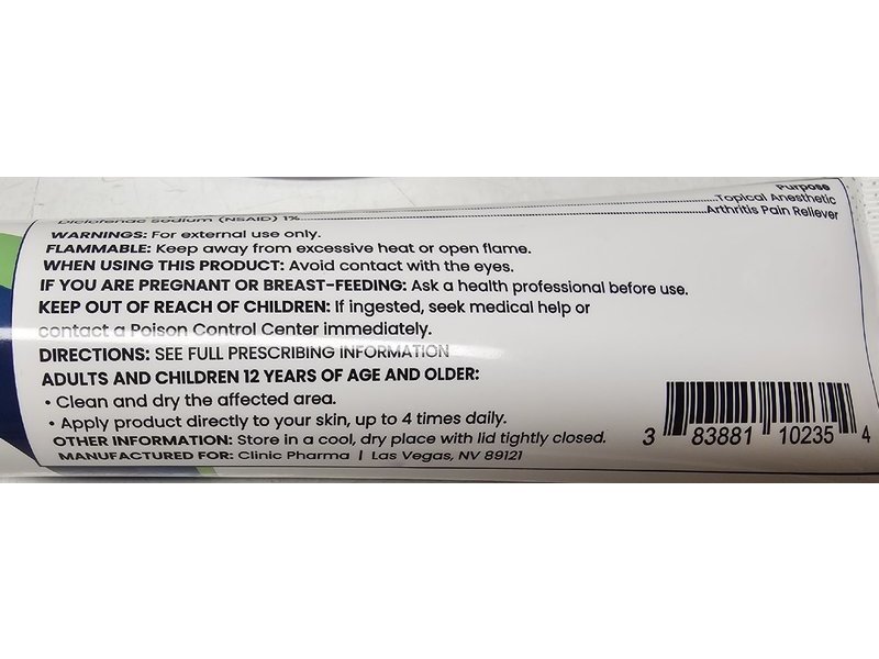 Diclona Gel, 3.5 oz/99 g, Clinic Pharma (Rx)