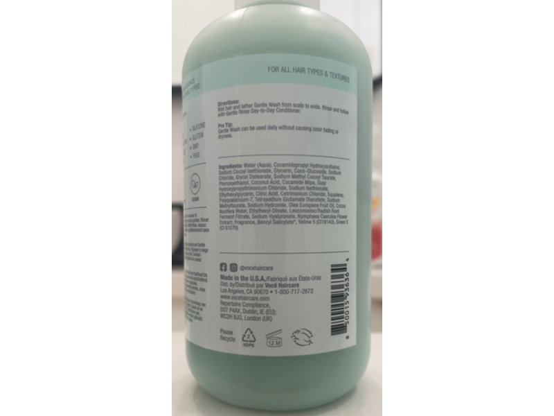 Voce Haircare Ultra Radiance Gentle Wash Day-To-Day Shampoo, 8.5 fl oz/250 mL