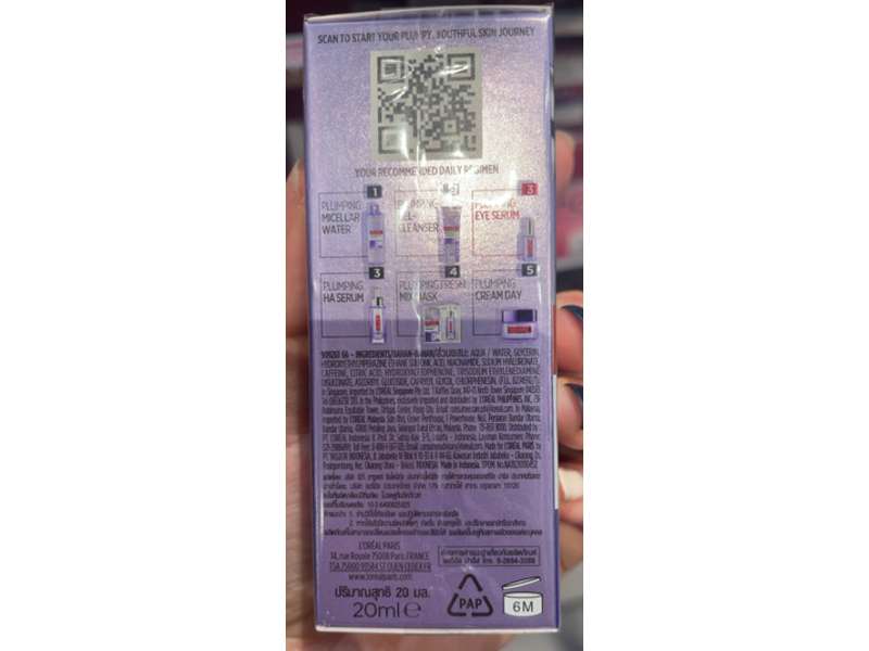 L'Oreal Paris Revitalift Hyaluronic Acid Eye Serum, 2.5% Hyaluron + Caffeine, 20 mL