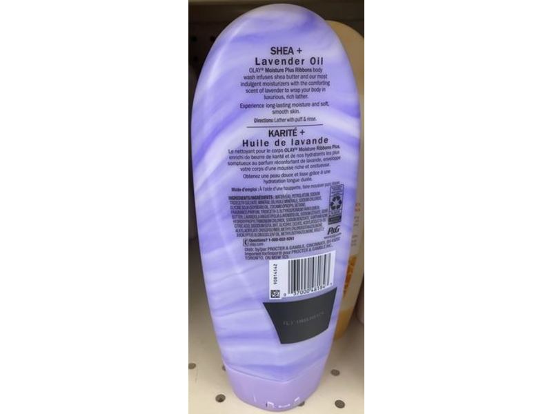 Olay Moisture Ribbons Plus Body Wash, Shea + Lavender Oil, 18 fl oz/532 mL
