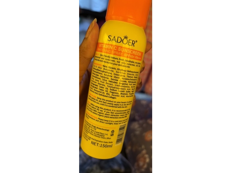 Sadoer Whiten Sunscreen, Vitamin C, SPF 60+ PA+++, 5.3 fl oz/150 mL