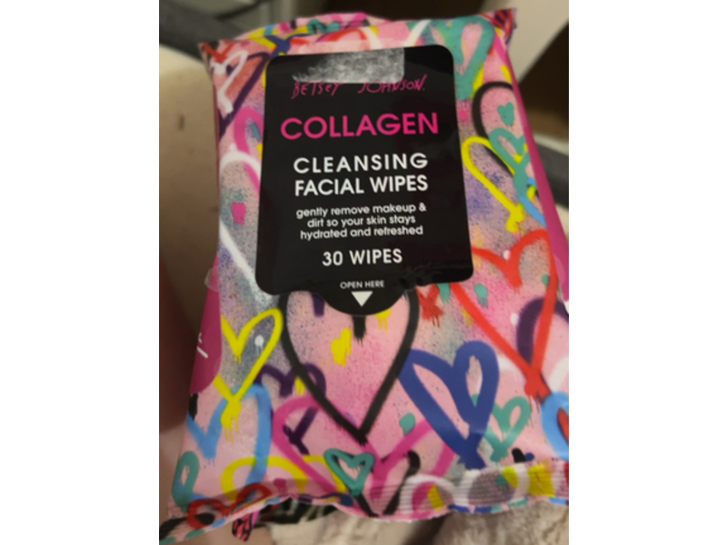 Betsey Johnson Cleansing Facial Wipes, Collagen, 30 Count
