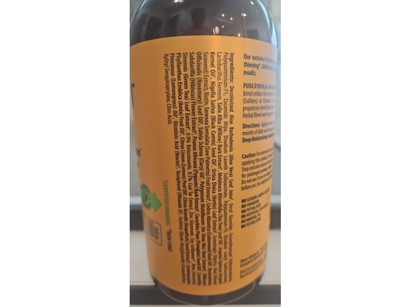 Pura D'or M.D. Maximum Defense Anti Hair-Thinning Shampoo, 16 fl oz/473 mL