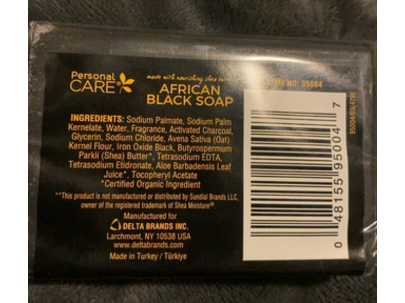 Personal Care African Black Soap, Shea Butter, 4 oz/113 g
