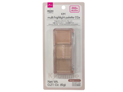 Daiso x Tokyo Girls Collection KM Multi Highlight Palette, 02A Beige, 0.21 oz/6 g
