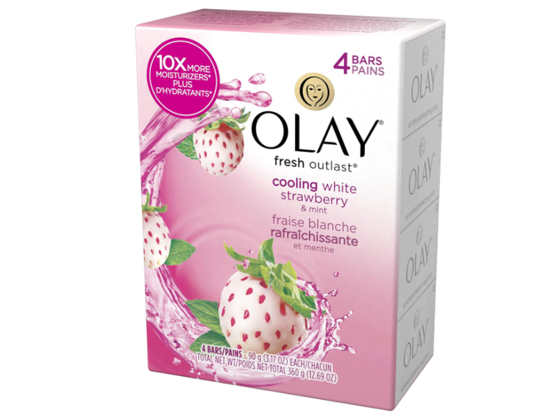 Olay Fresh Beauty Bar Outlast, Cooling White Strawberry & Mint, 3.17 oz/90 g, 4 Count