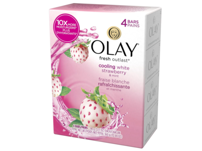 Olay Fresh Beauty Bar Outlast, Cooling White Strawberry & Mint, 3.17 oz/90 g, 4 Count