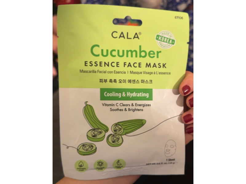 Cala Cooling & Hydrating Essence Face Mask, Cucumber, 0.8 oz/23 g, 1 Count
