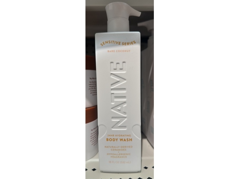 Native Sensitive Series Body Wash, Bare Coconut, 18 fl oz/532 mL