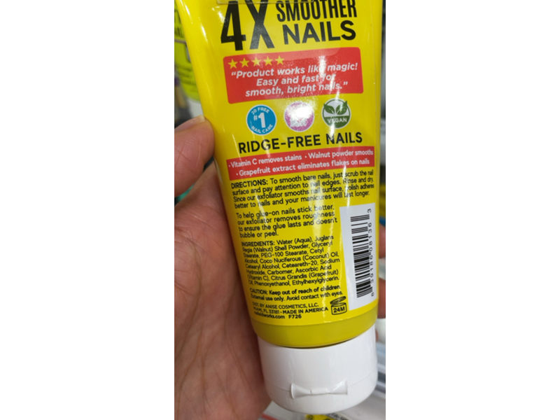 Nail-Aid Vitamin C + 3-In-1 Nail + Cuticle Buffing Exfoliator, Pink Grapefruit Extract, 3.0 fl oz/84 g