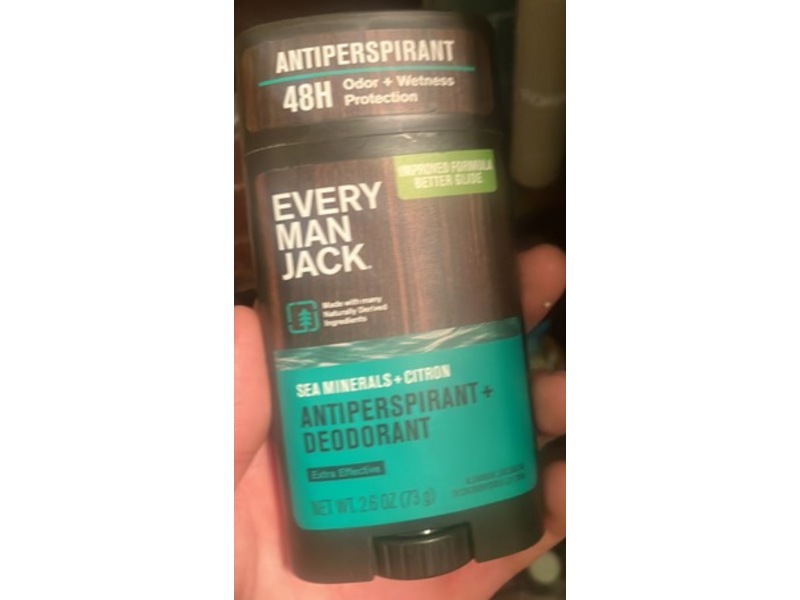 Every Man Jack Antiperspirant + Deodorant, Sea Minerals And Citron, 2.6 oz/73 g, Pack of 2