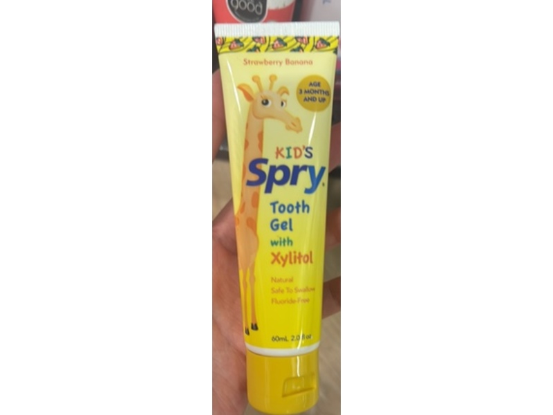Spry Natural Kid's Tooth Gel with Xylitol, Strawberry Banana, 2.0 fl oz/60 mL