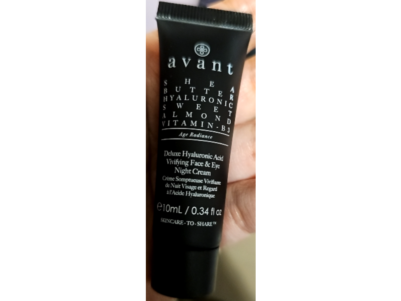 Avant Deluxe Vivifying Face & Eye Night Cream, Hyaluronic Acid, 0.34 fl oz/10 mL