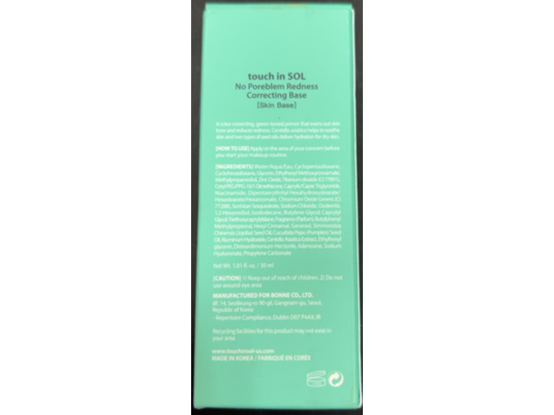 Touch In Sol Redness & Pore Correcting Makeup, 1.01 fl oz/30 mL