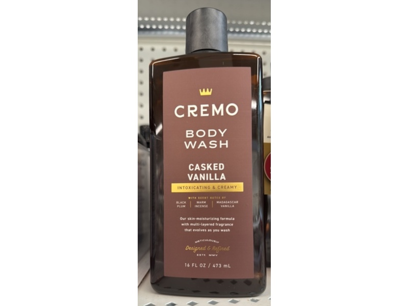 Cremo Body Wash, Casked Vanilla, 16 fl oz/473 mL