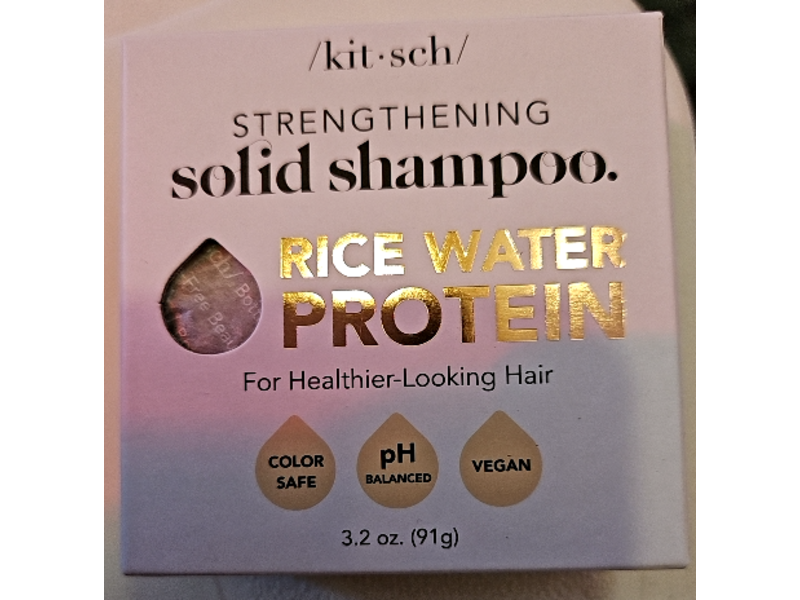 Kitsch Strengthening Solid Shampoo Bar, Rice Water Protein, 3.2 oz/91 g