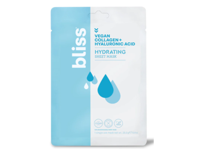 Bliss Vegan Collagen + Hyaluronic Acid Hydratimg Sheet Mask, 0.8 oz/25 g