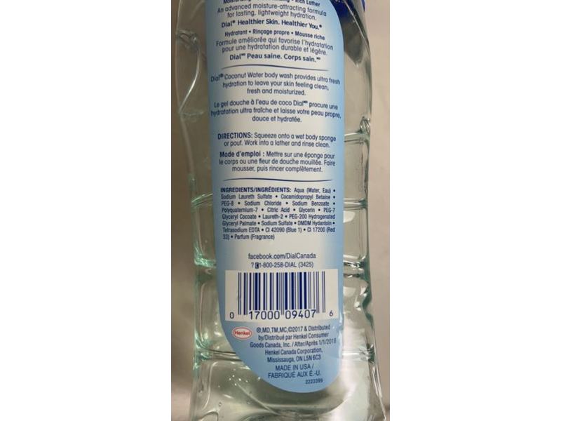 Dial Hydrating Body Wash, Coconut Water, 473 mL