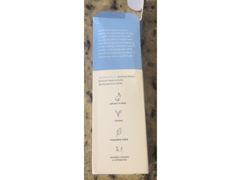 Cosmedica Pure Hyaluronic Acid Serum, 2 oz/60 mL