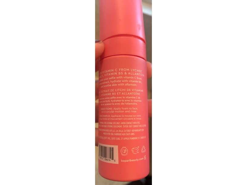 Kopari Lychee Clean Vitamin C Foaming Face Cleanser, 1.7 fl oz/50 mL