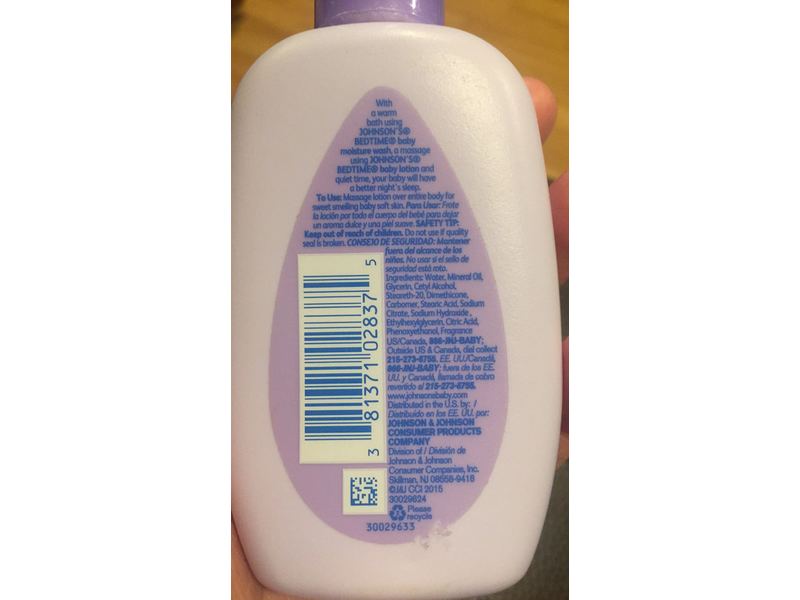 Johnson's Bedtime Baby Lotion, Paraben-Free, 3 fl oz/89 mL