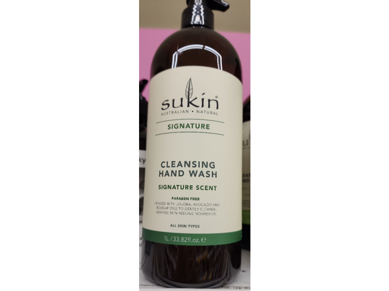 Sukin Cleansing Hand Wash, Signature Scent, 33.82 fl oz/1 L